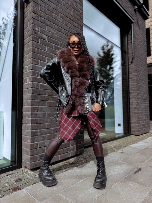 Melna virsjaka ar choco pūku "LUX FUR" FL47